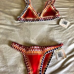 Kiini Kaya Bikini Top and Bottom in Red - Size M
